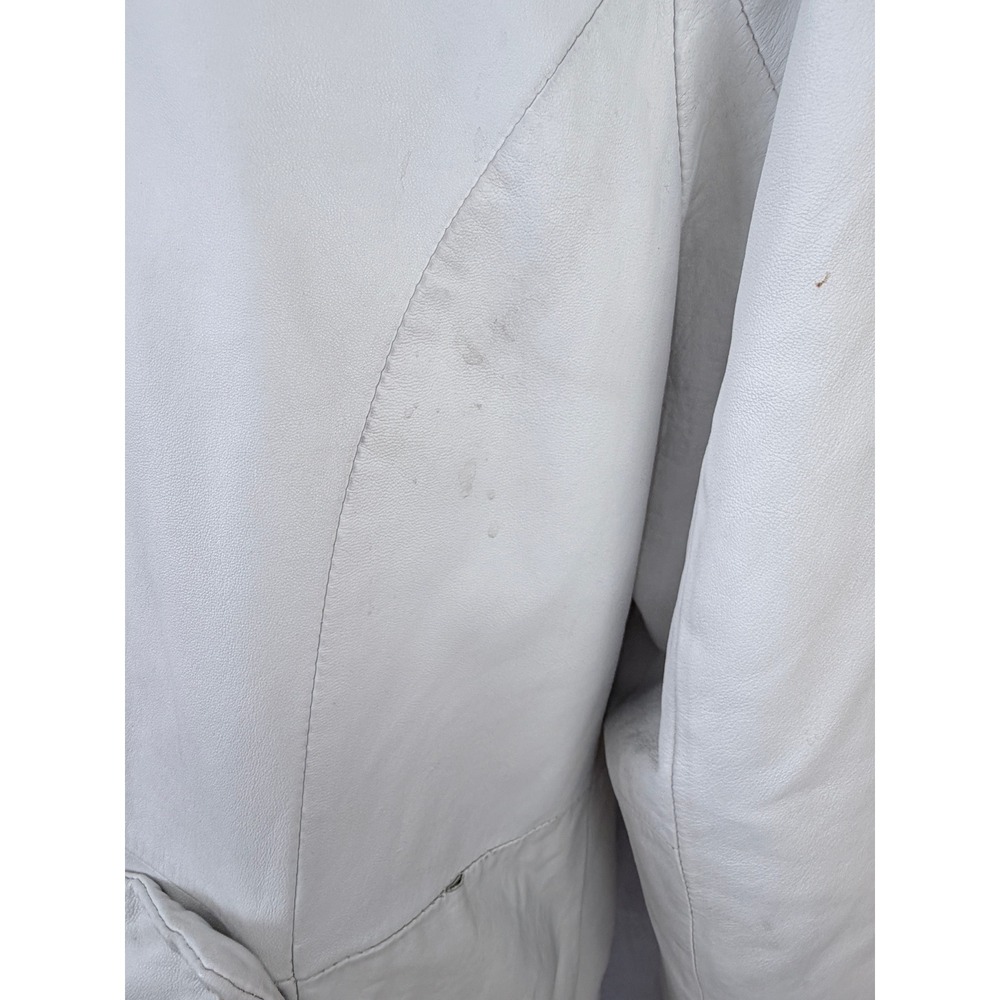 Terry Lewis Classic Luxuries White Genuine Leather Long Coat Size 1X - Picture 11 of 13